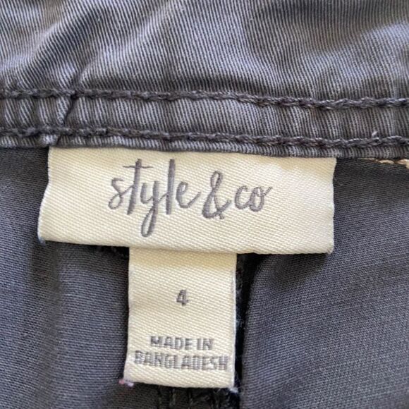 Style & Co Charcoal Gray Cropped Utility Pants Size 4 Cotton Blend - Picture 3 of 11